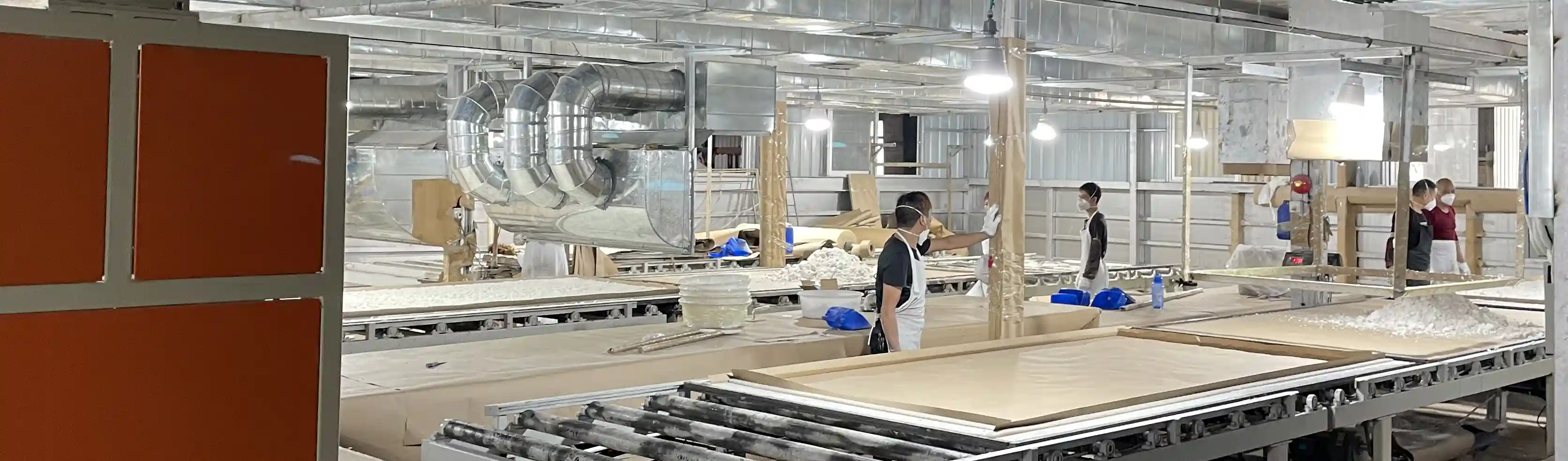 Warner modern automated quartz slab distribution and pressing production line
