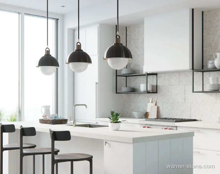 Contemporary White Quartz Countertop in Bright Modern Kitchen