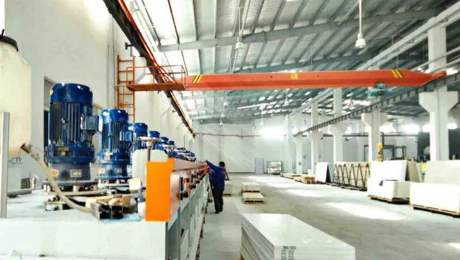 Continuous multi-head slab calibrating and polishing line in main workshop