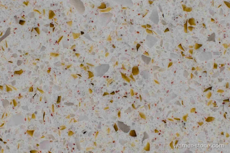 Kairui Jimei KR-D12004 Dynamic Heart Gold Crystal Quartz Slab